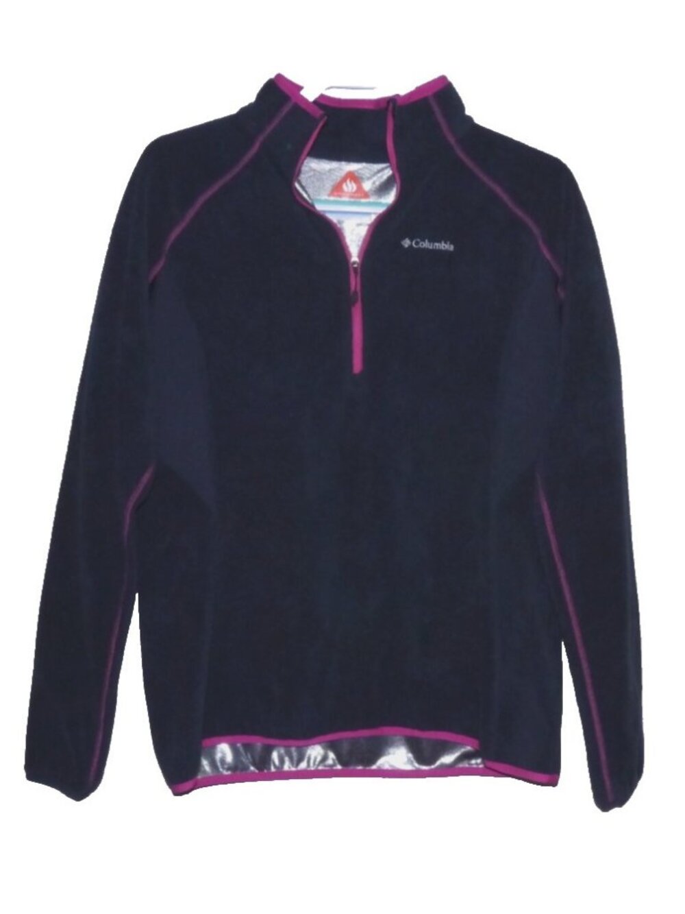 Columbia Omni Heat dark blue & pink fleece pullover sweatshirt Women's size L